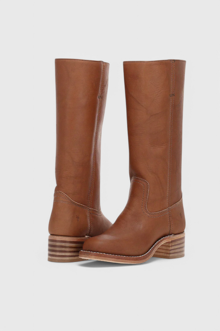 Vera | Women's Classic Leather Mid-Calf Block Heel Boots