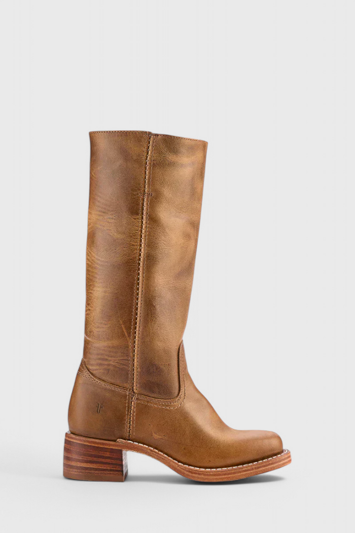 Vera | Women's Classic Leather Mid-Calf Block Heel Boots