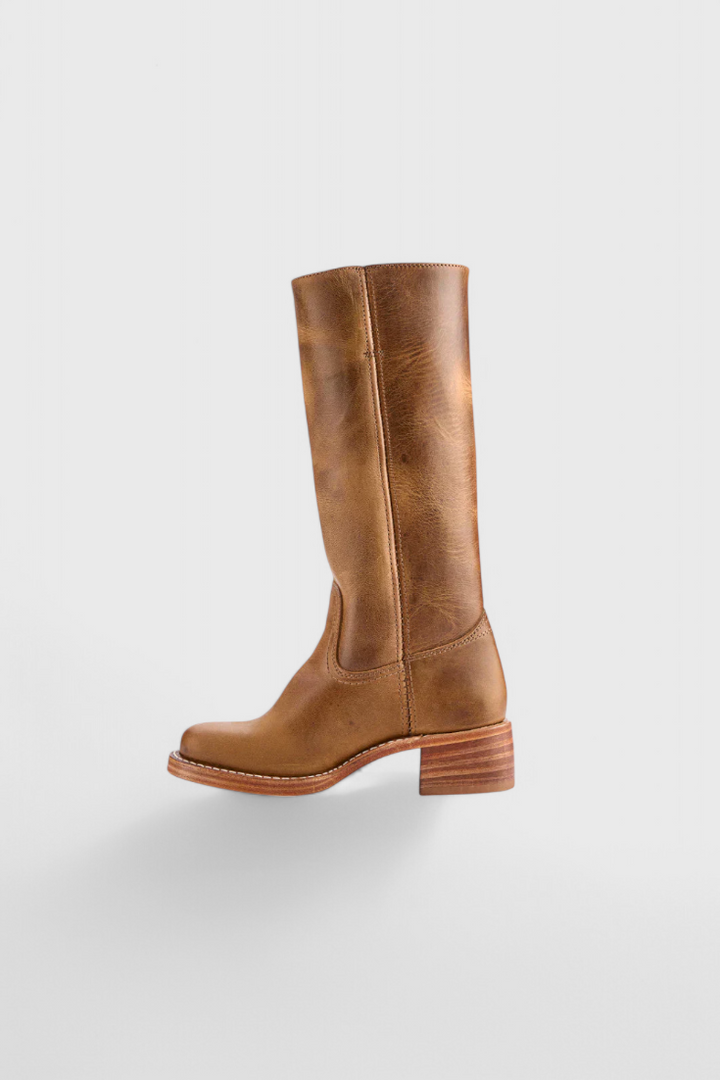 Vera | Women's Classic Leather Mid-Calf Block Heel Boots