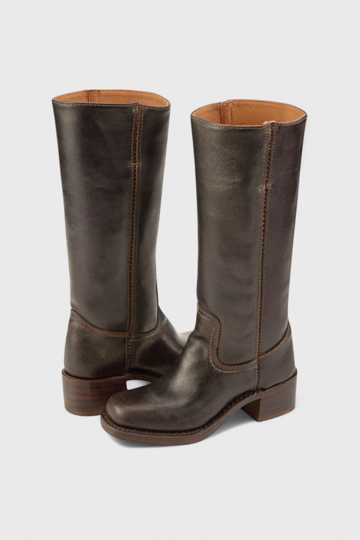 Vera | Women's Classic Leather Mid-Calf Block Heel Boots