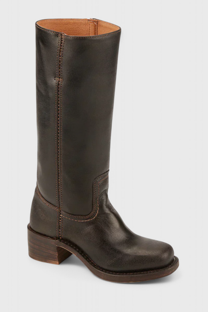 Vera | Women's Classic Leather Mid-Calf Block Heel Boots