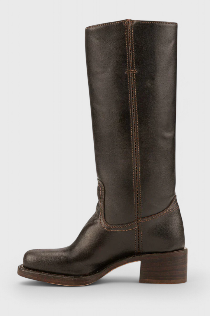 Vera | Women's Classic Leather Mid-Calf Block Heel Boots