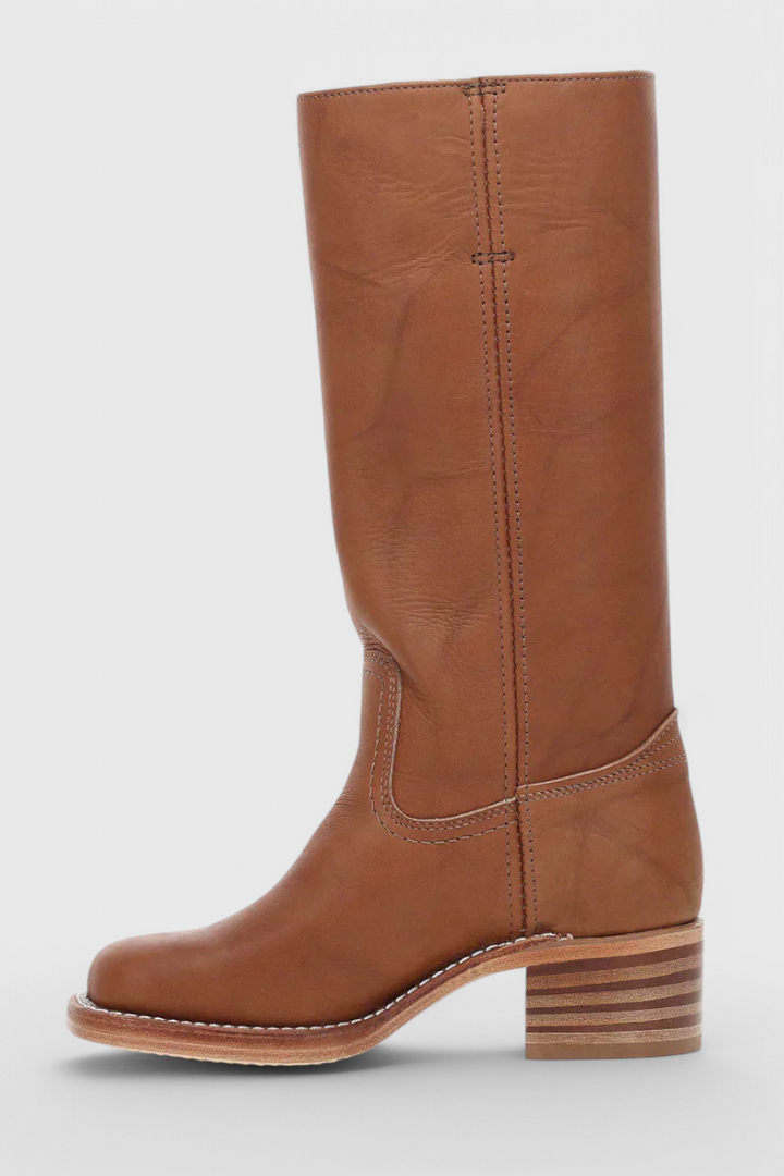 Vera | Women's Classic Leather Mid-Calf Block Heel Boots