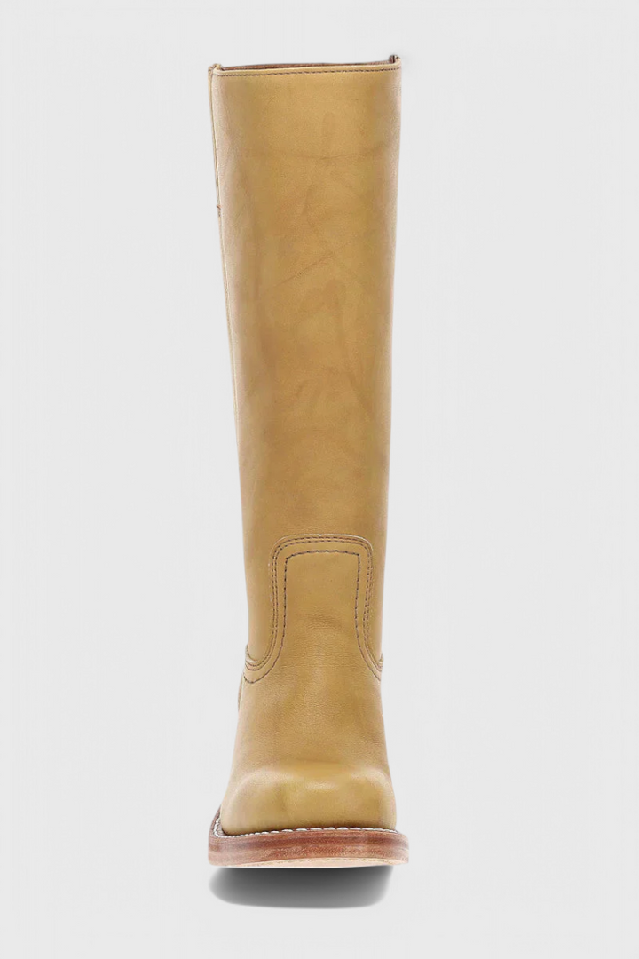 Vera | Women's Classic Leather Mid-Calf Block Heel Boots