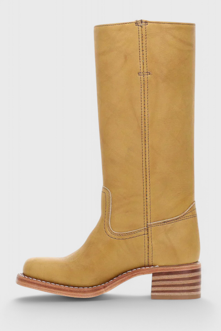 Vera | Women's Classic Leather Mid-Calf Block Heel Boots