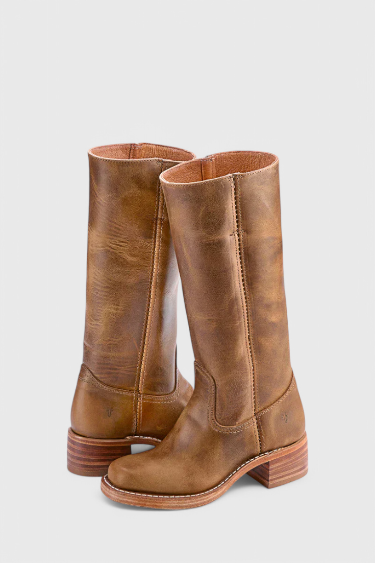 Vera | Women's Classic Leather Mid-Calf Block Heel Boots