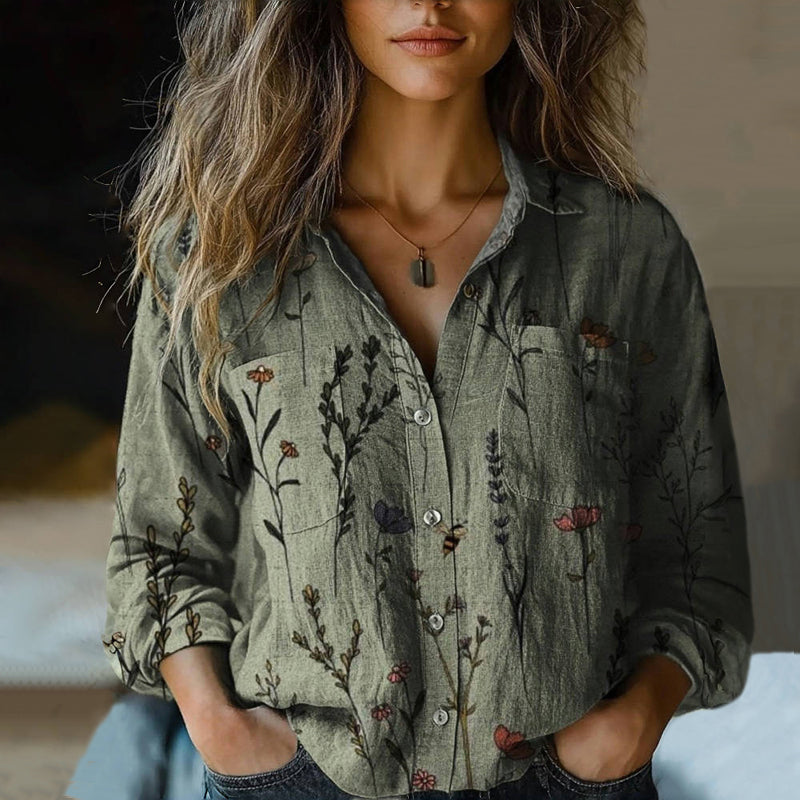Flora | Women's Vintage Floral Button Front Shirt