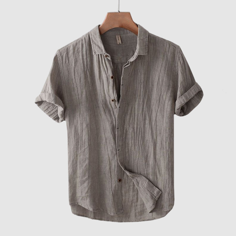 Owen | Men's Men's Textured Short Sleeve Linen Button Shirt