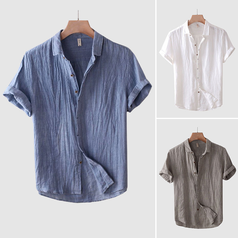 Owen | Men's Men's Textured Short Sleeve Linen Button Shirt