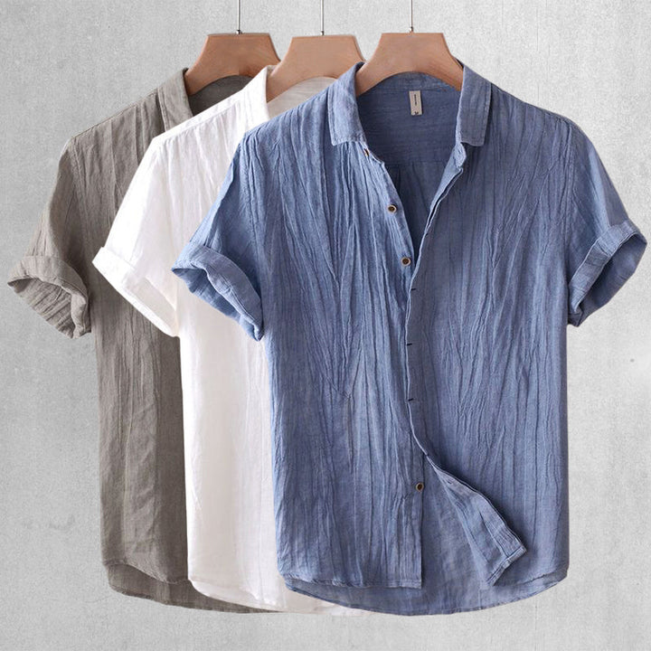 Owen | Men's Men's Textured Short Sleeve Linen Button Shirt
