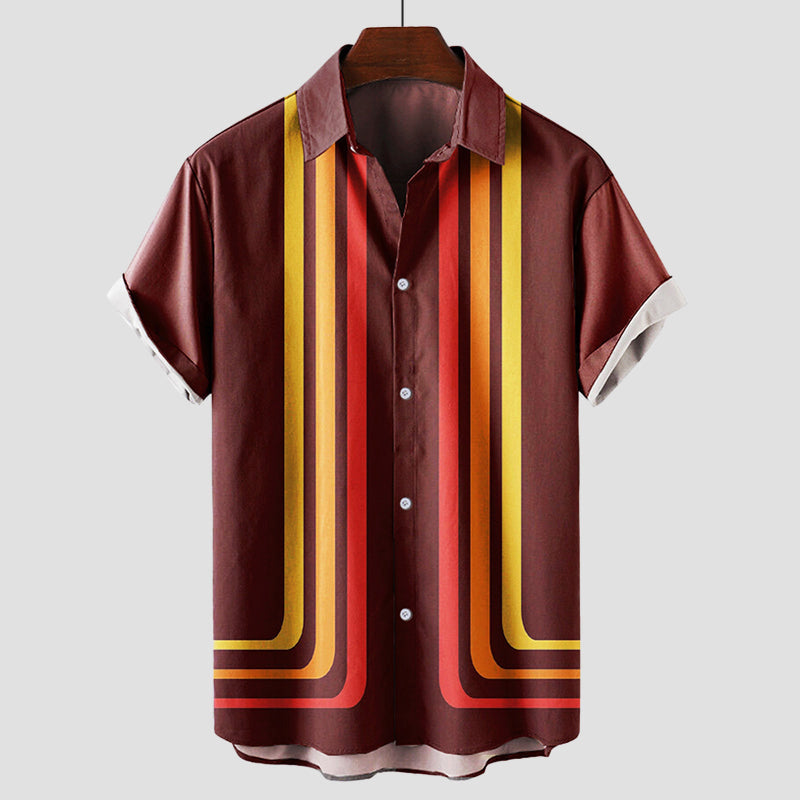 Hugo | Men's Retro Stripe Short Sleeve Button-Up Shirt