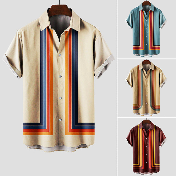 Hugo | Men's Retro Stripe Short Sleeve Button-Up Shirt