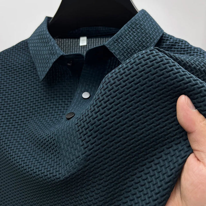 Leo | Men's Textured Knit Short Sleeve Polo Shirt