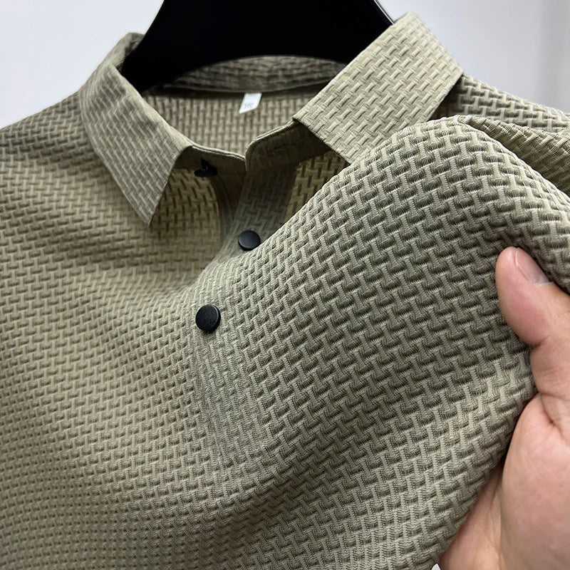 Leo | Men's Textured Knit Short Sleeve Polo Shirt