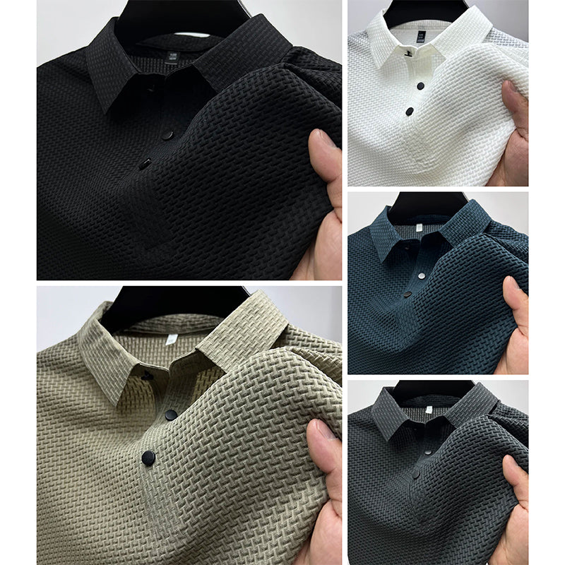 Leo | Men's Textured Knit Short Sleeve Polo Shirt