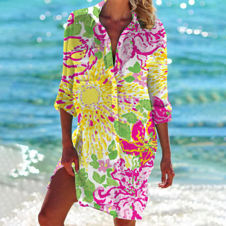 Elisa | Women's Tie Dye Button Front Shirt Dress