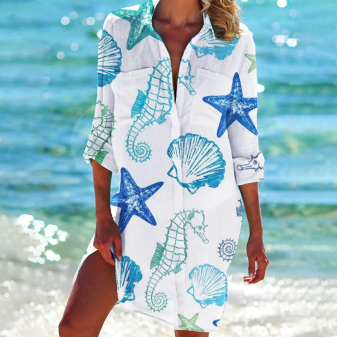 Elisa | Women's Tie Dye Button Front Shirt Dress