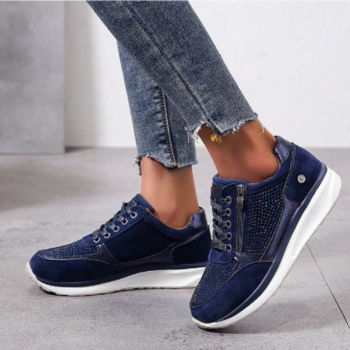 Zara | Women's Glitter Platform Lace-Up Sneakers