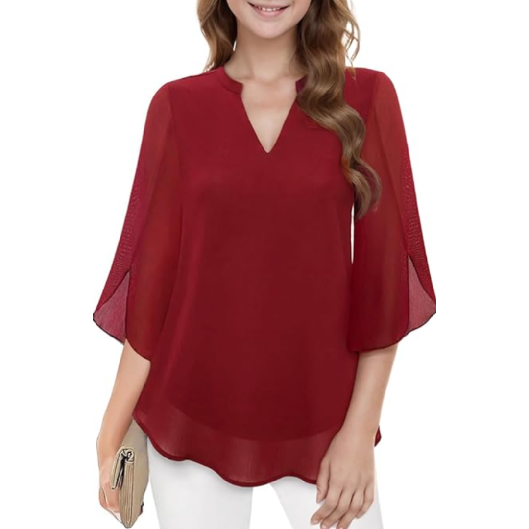 Luna | Women's Chiffon Bell Sleeve Blouse Top