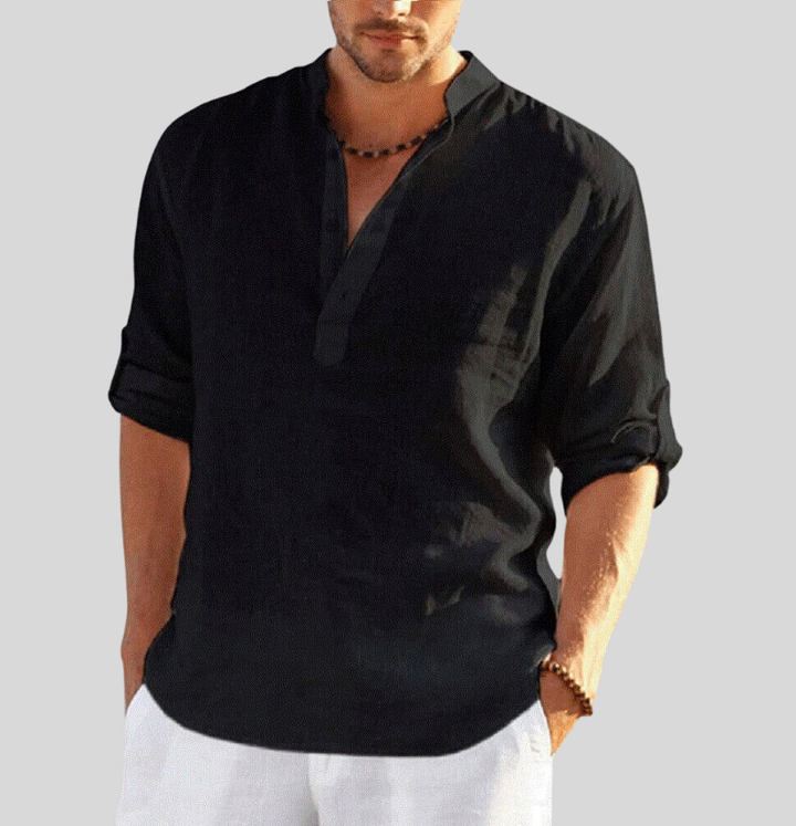Rafael | Men's Airy Linen Blend Henley Shirt