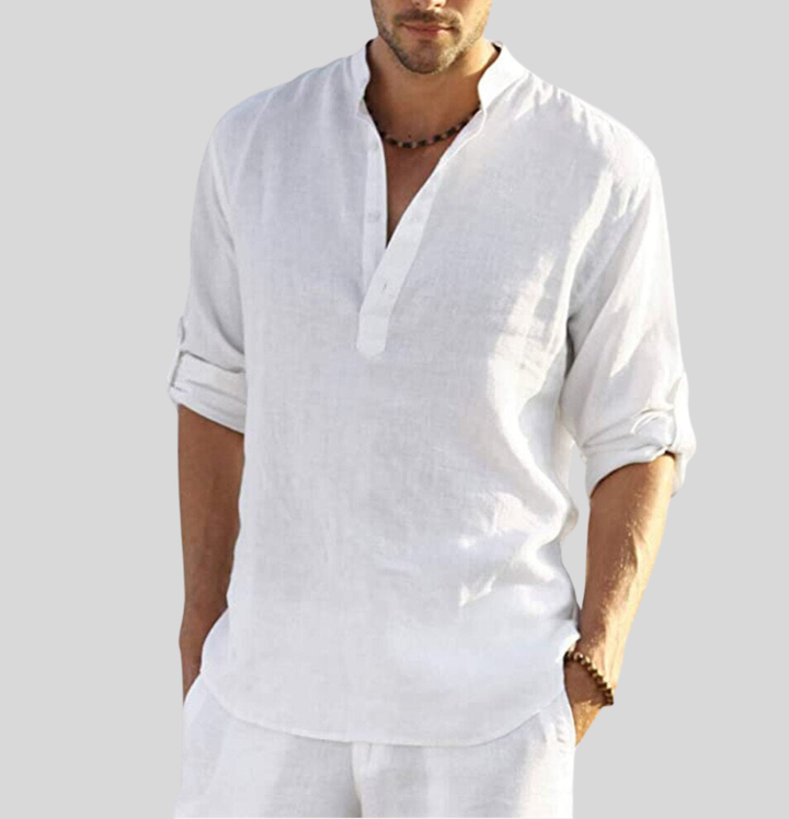 Rafael | Men's Airy Linen Blend Henley Shirt