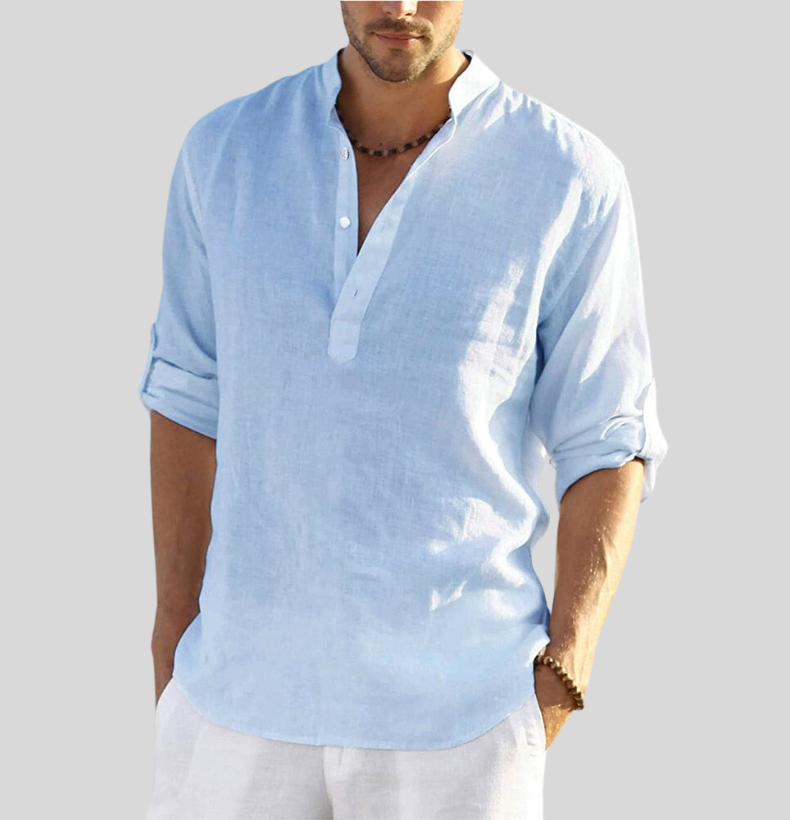 Rafael | Men's Airy Linen Blend Henley Shirt