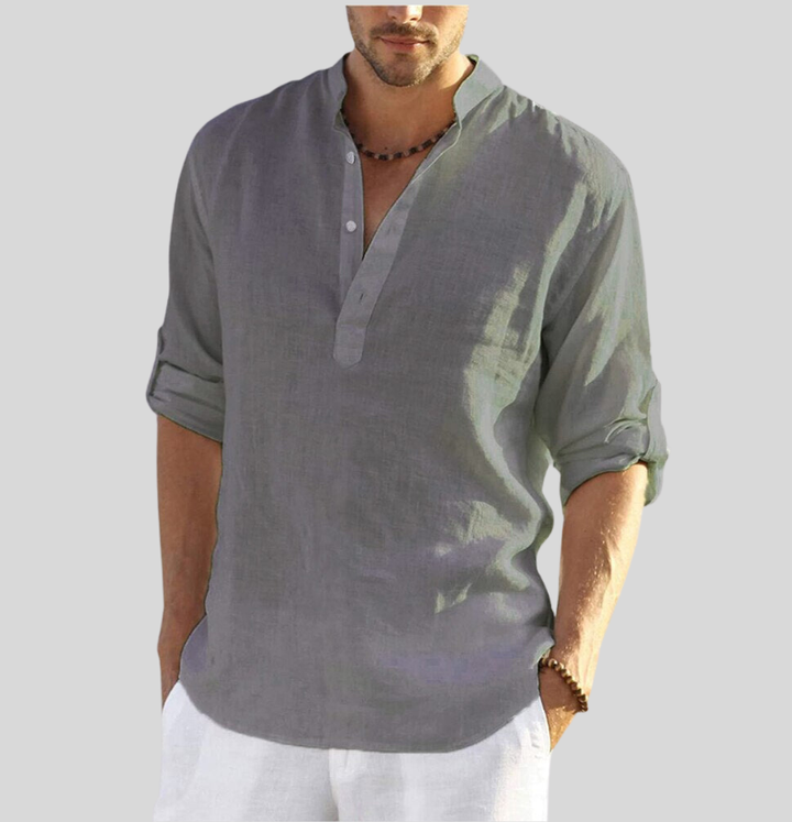 Rafael | Men's Airy Linen Blend Henley Shirt
