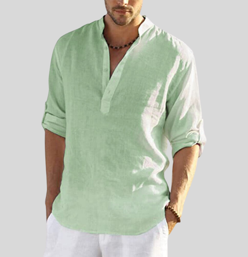 Rafael | Men's Airy Linen Blend Henley Shirt