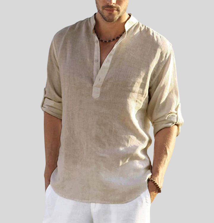 Rafael | Men's Airy Linen Blend Henley Shirt