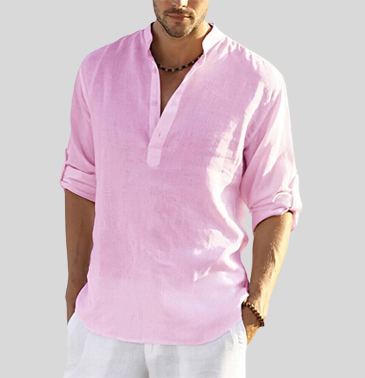Rafael | Men's Airy Linen Blend Henley Shirt