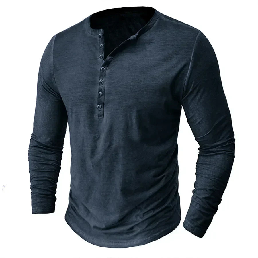 Ethan | Men's Slim-Fit Long Sleeve Henley Shirt