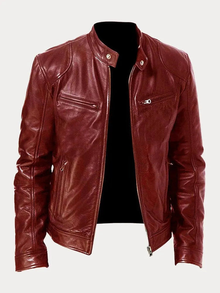 Axel | Men's Stand Collar Leather Biker Jacket