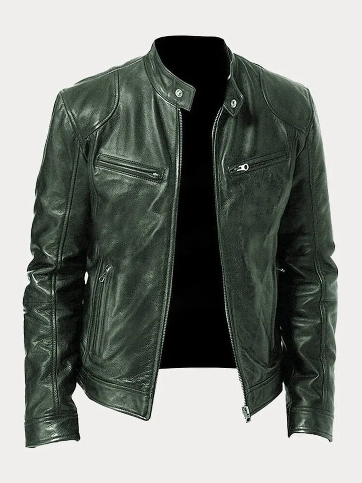 Axel | Men's Stand Collar Leather Biker Jacket