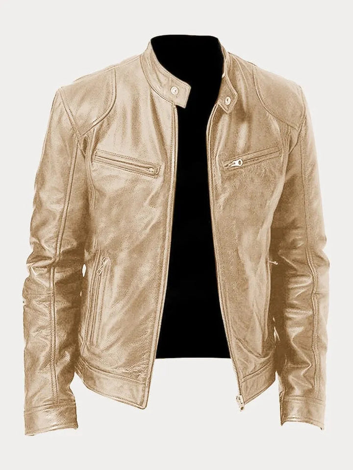 Axel | Men's Stand Collar Leather Biker Jacket