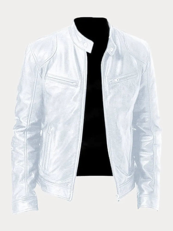 Axel | Men's Stand Collar Leather Biker Jacket