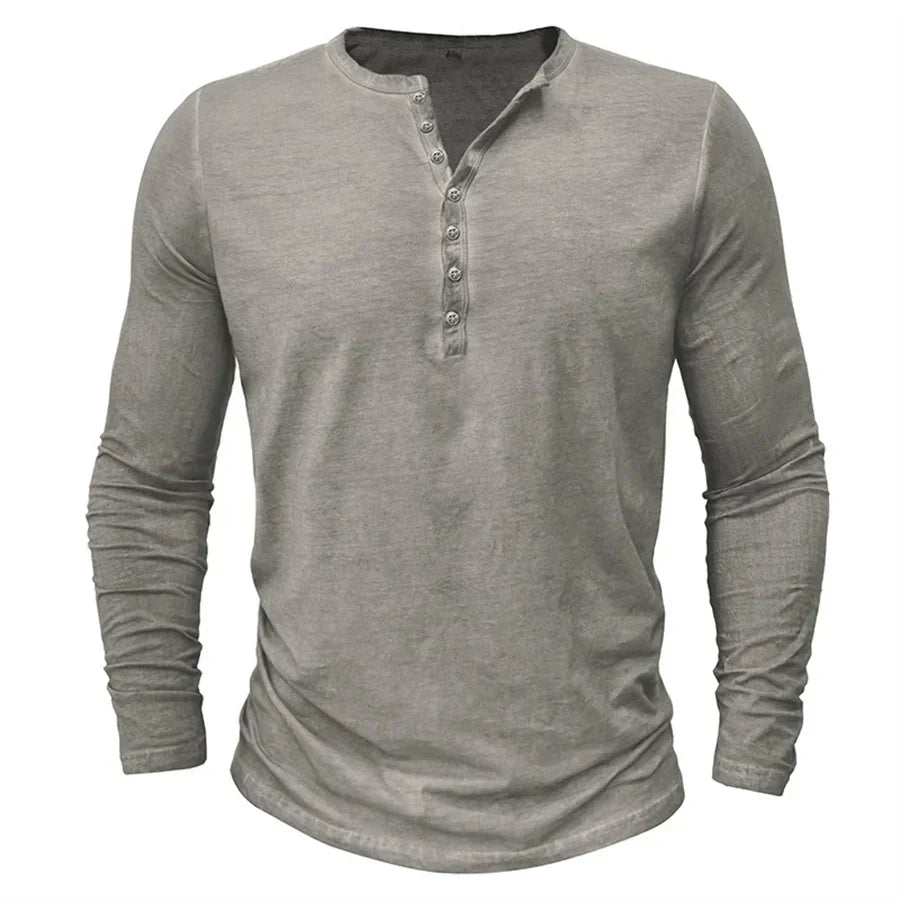 Ethan | Men's Slim-Fit Long Sleeve Henley Shirt