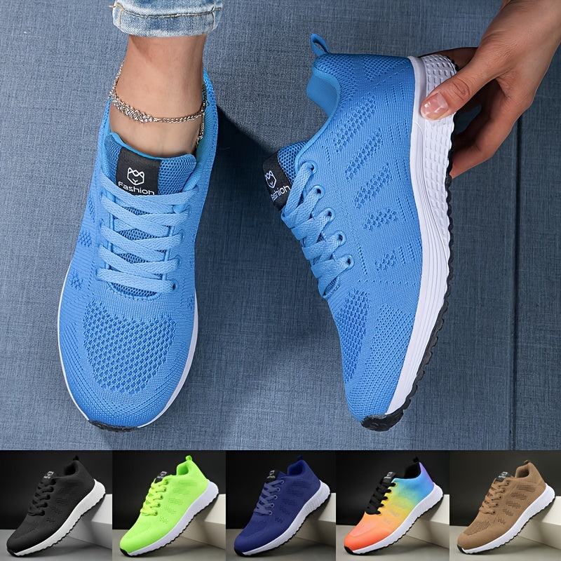 Chloe | Women's Breathable Knit Lace-Up Casual Sneakers