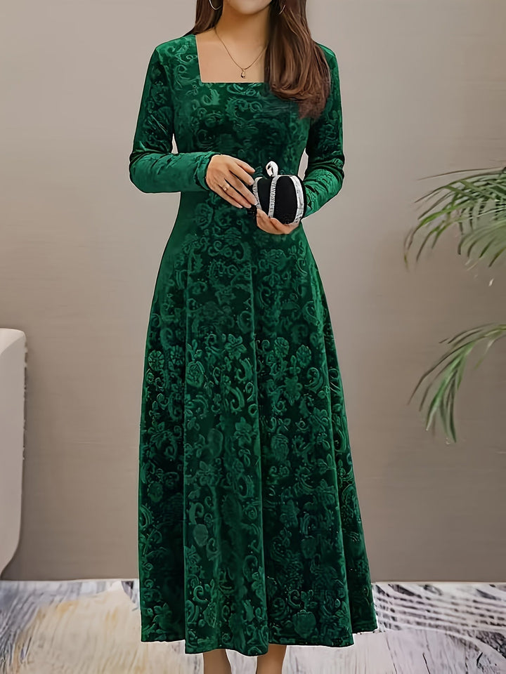 Isabella | Women's Velvet Embroidered Maxi Evening Gown