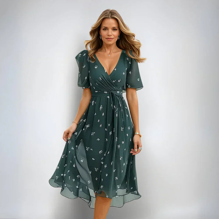 Flora | Women's Flowing Floral Wrap Midi Dress