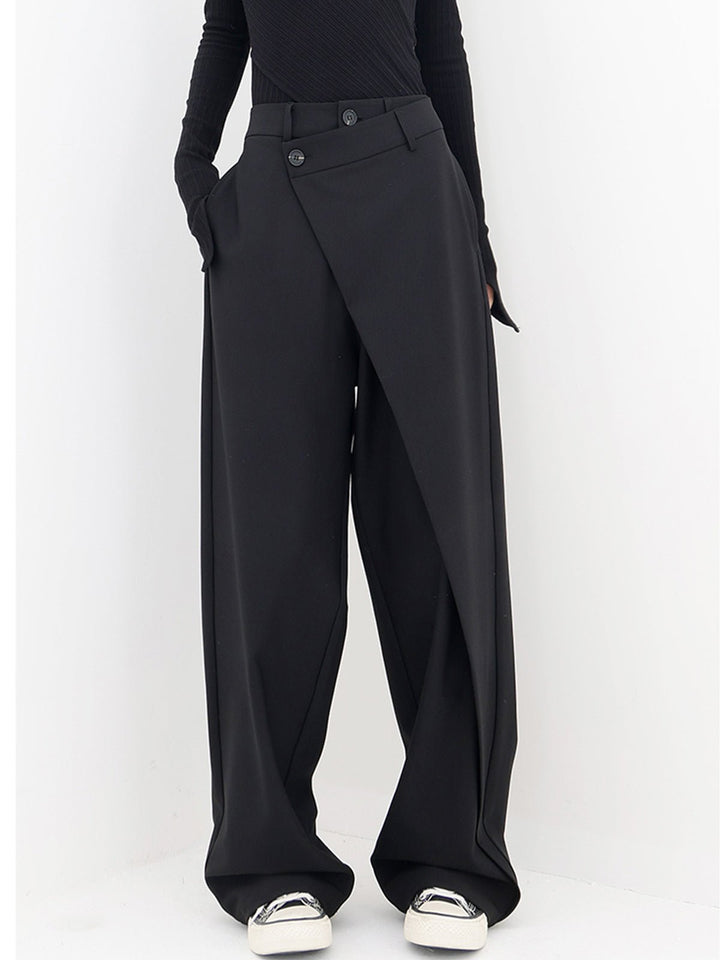 Elara | Women's Asymmetric Wrap Wide-Leg Trousers