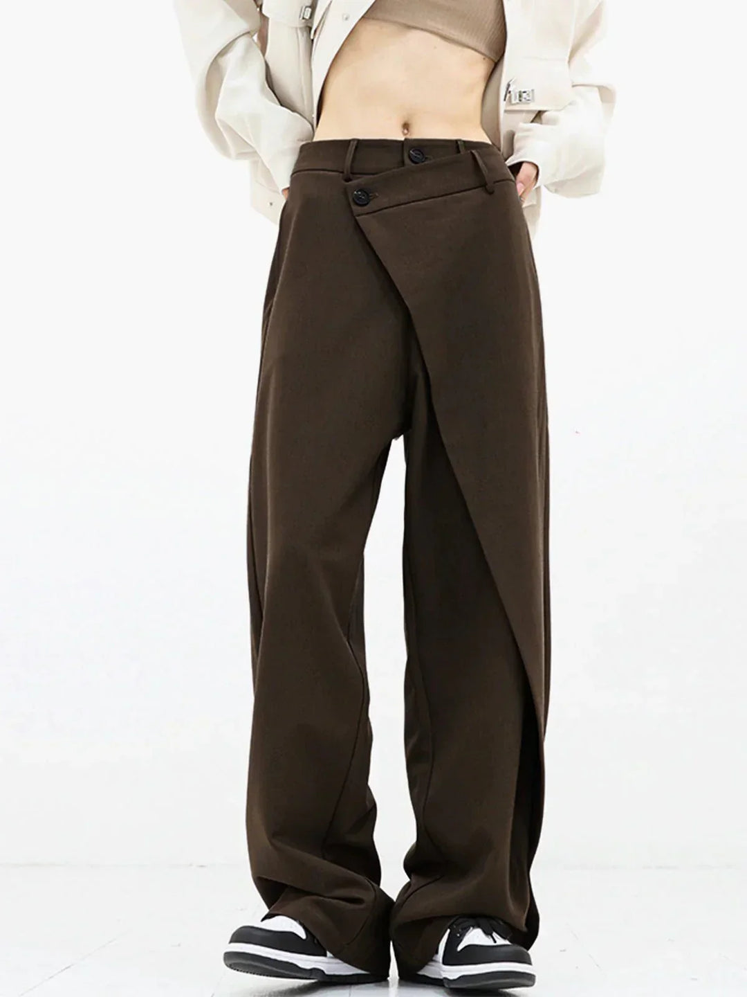 Elara | Women's Asymmetric Wrap Wide-Leg Trousers