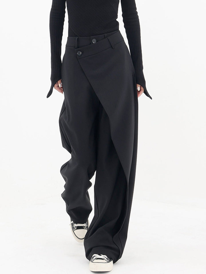 Elara | Women's Asymmetric Wrap Wide-Leg Trousers