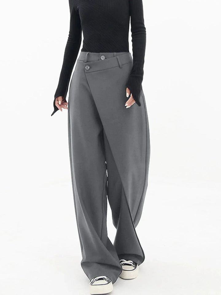 Elara | Women's Asymmetric Wrap Wide-Leg Trousers