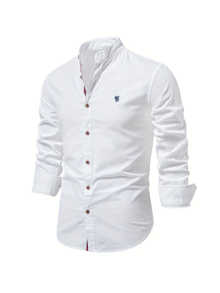 Luca | Men's Mandarin Collar Minimal Button Shirt