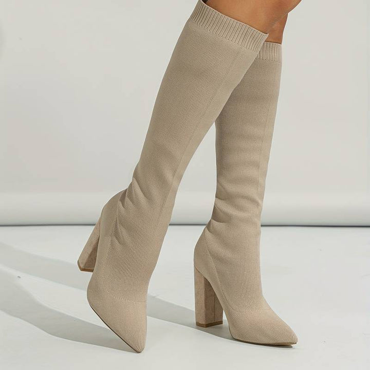 Nina | Women's Stretch Knit Knee-High Heel Boots