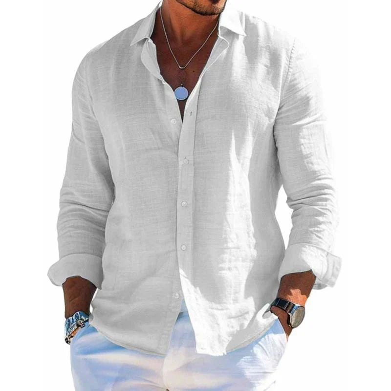 Theo | Men's Breathable Linen Button-Front Shirt