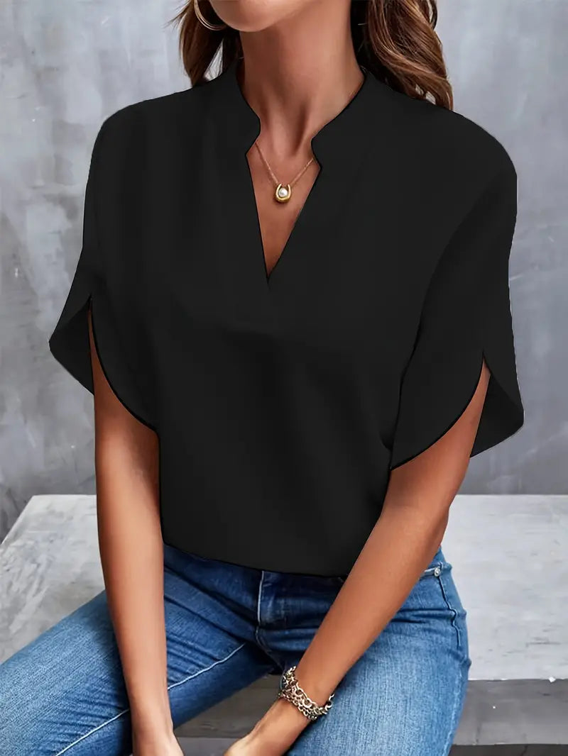 Elara | Women's V-Neck Flutter Sleeve Blouse