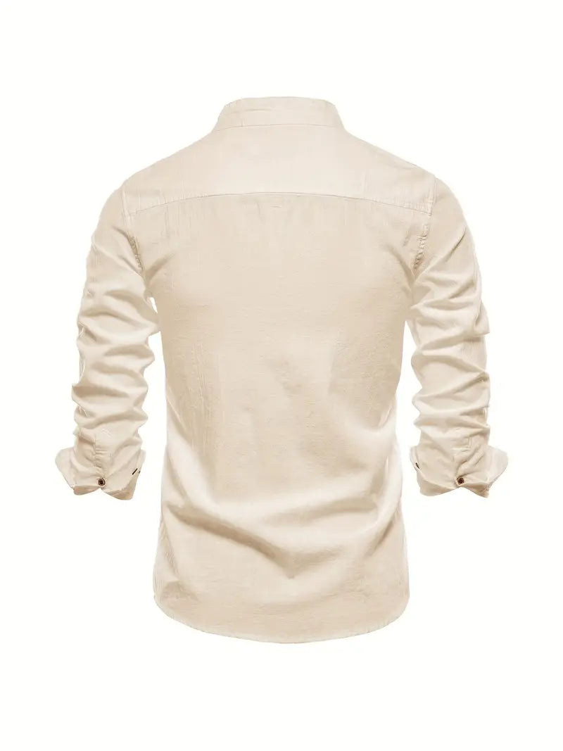 Luca | Men's Mandarin Collar Minimal Button Shirt