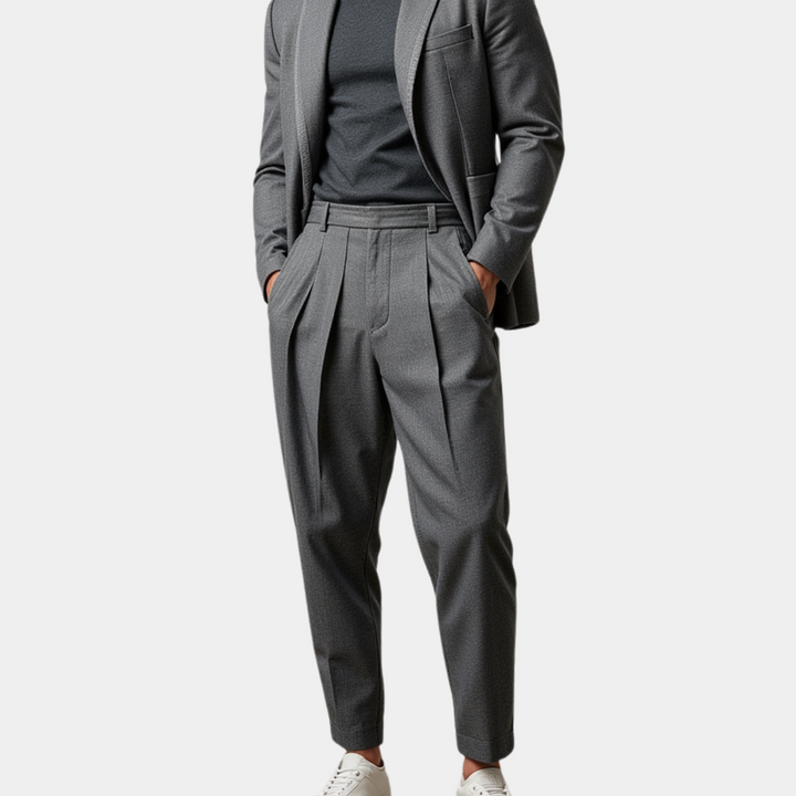 Luca | Men's Pleated Tapered Tailored Trousers