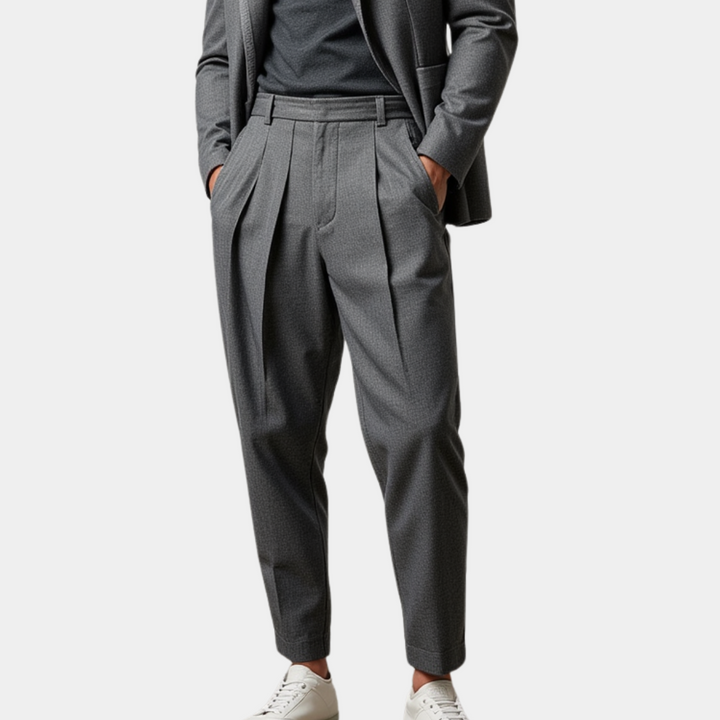 Luca | Men's Pleated Tapered Tailored Trousers